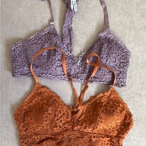 Lace Bralette Duo - Lavender & Rust
